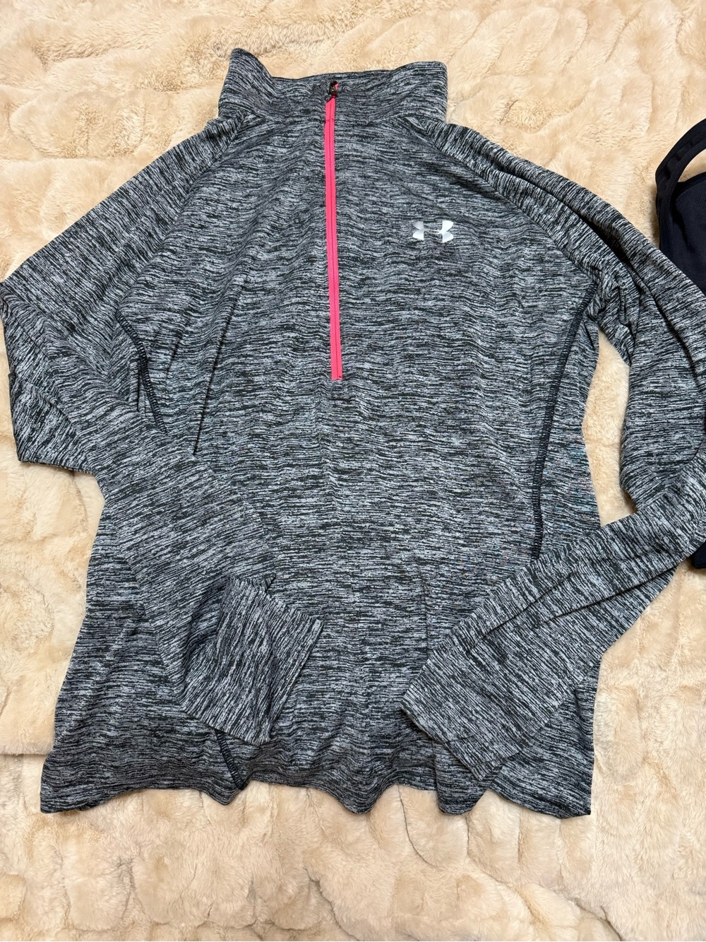 Under Armour Women's Gray Heather Quarter Zip Pullover with Pink Zipper 2 pack